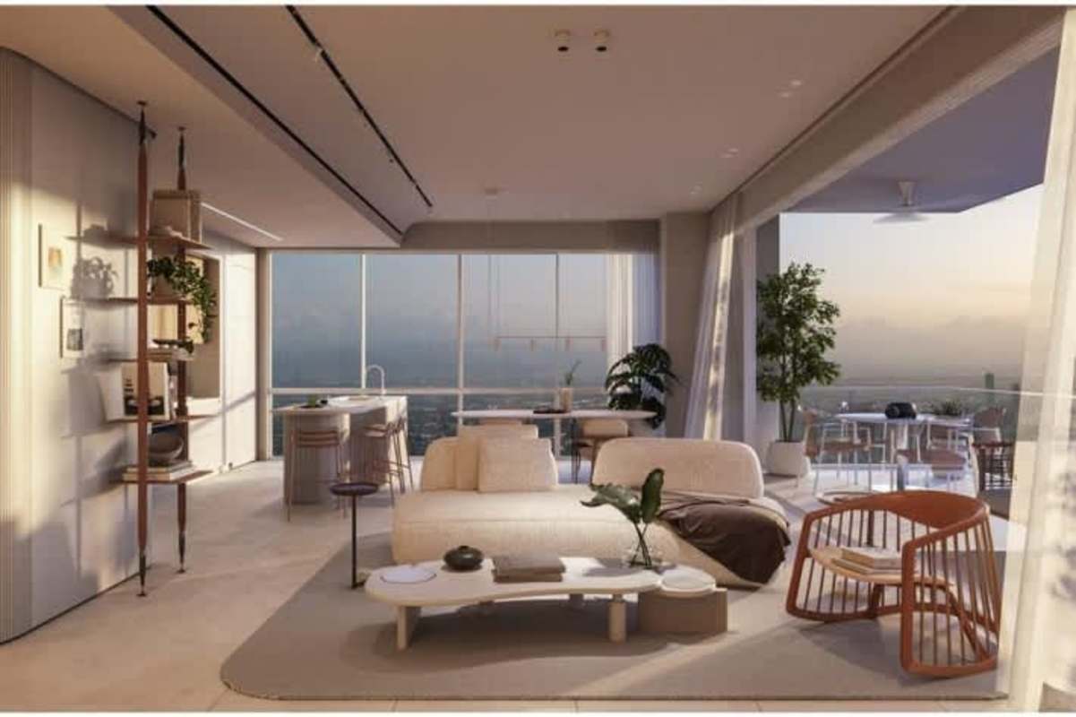 Spacious modern living room with terrace city views in Costa del Este PH Regalia Panama