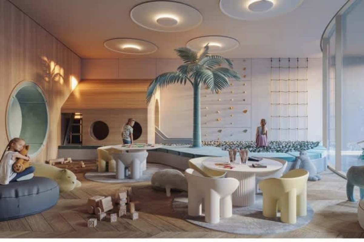 Indoor children's playground with skylight and lush decor in luxury residence Panama