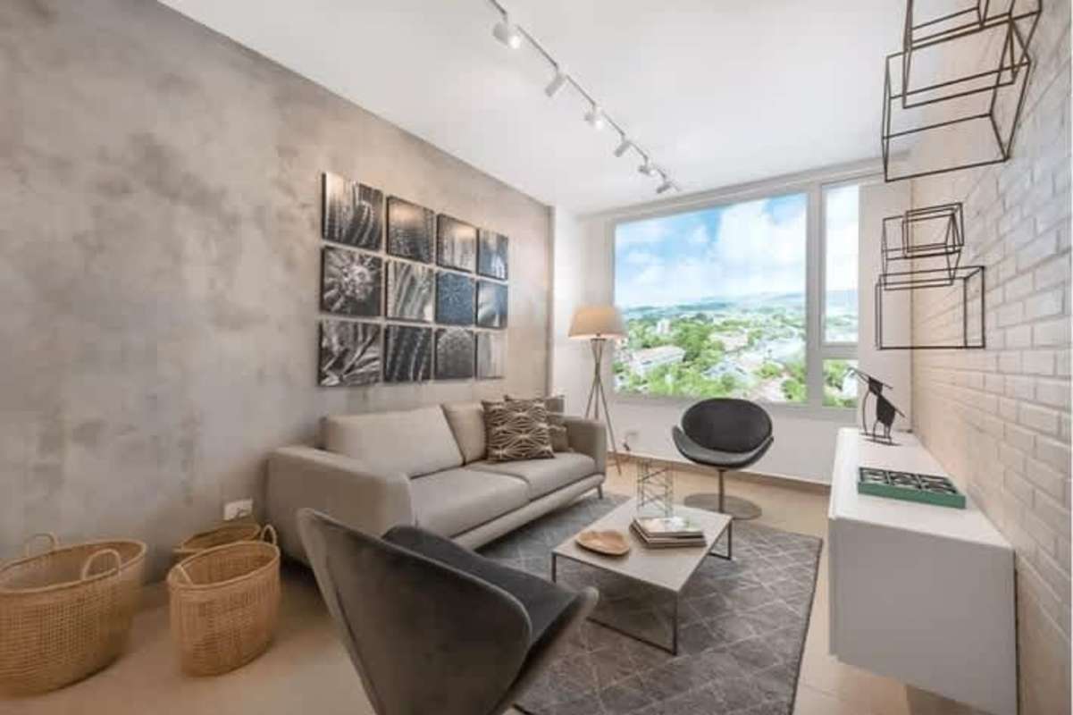 Bright living area with city views modern finishes El Cangrejo One near Via Argentina Panama