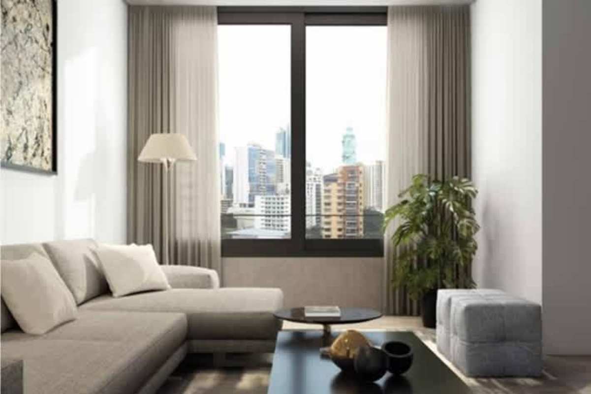 Coworking lounge with skyline views at Marble Tower Marbella Panama City