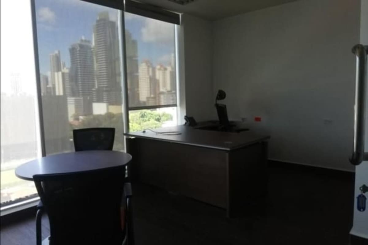 Modern furnished office with panoramic windows city view at PH BICSA Panama City