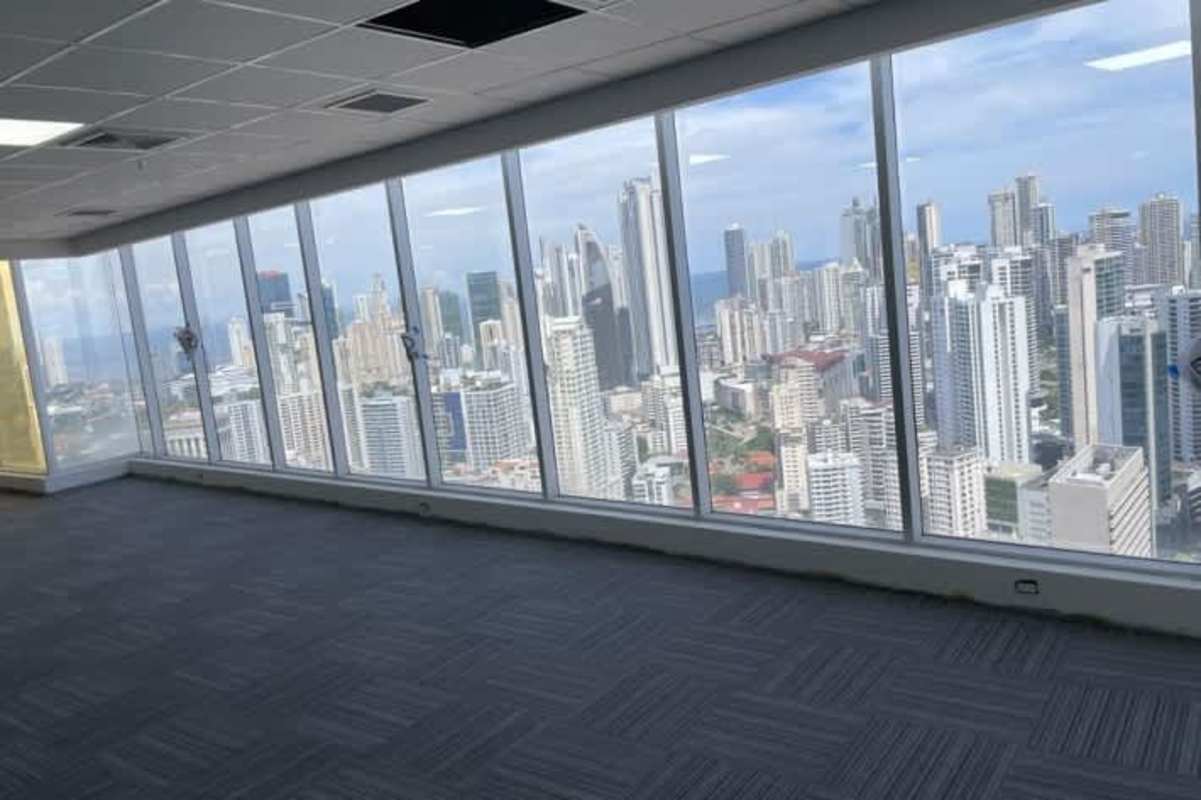 Large empty corporate office space with bay views at PH BICSA Financial Center Panama