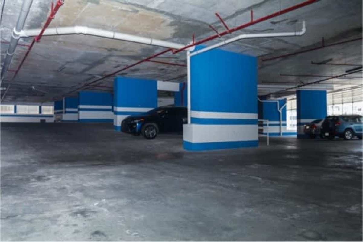 Empty bright open plan office inside BICSA Financial Center Panama City with large windows