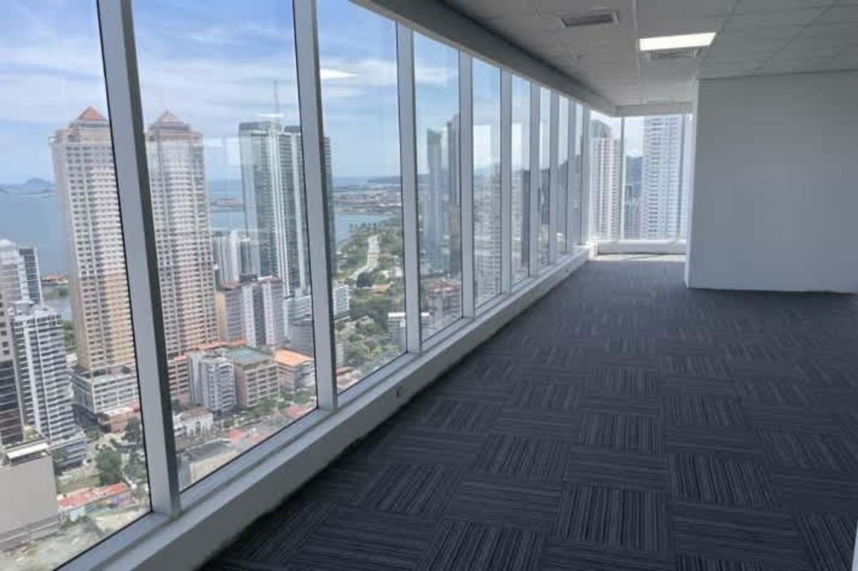 Stylish elevator lobby with multiple elevators and LED accents inside PH BICSA Tower Panama City