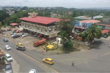 Aerial corner lot commercial and residential area PH Doña Ana La Chorrera Panama