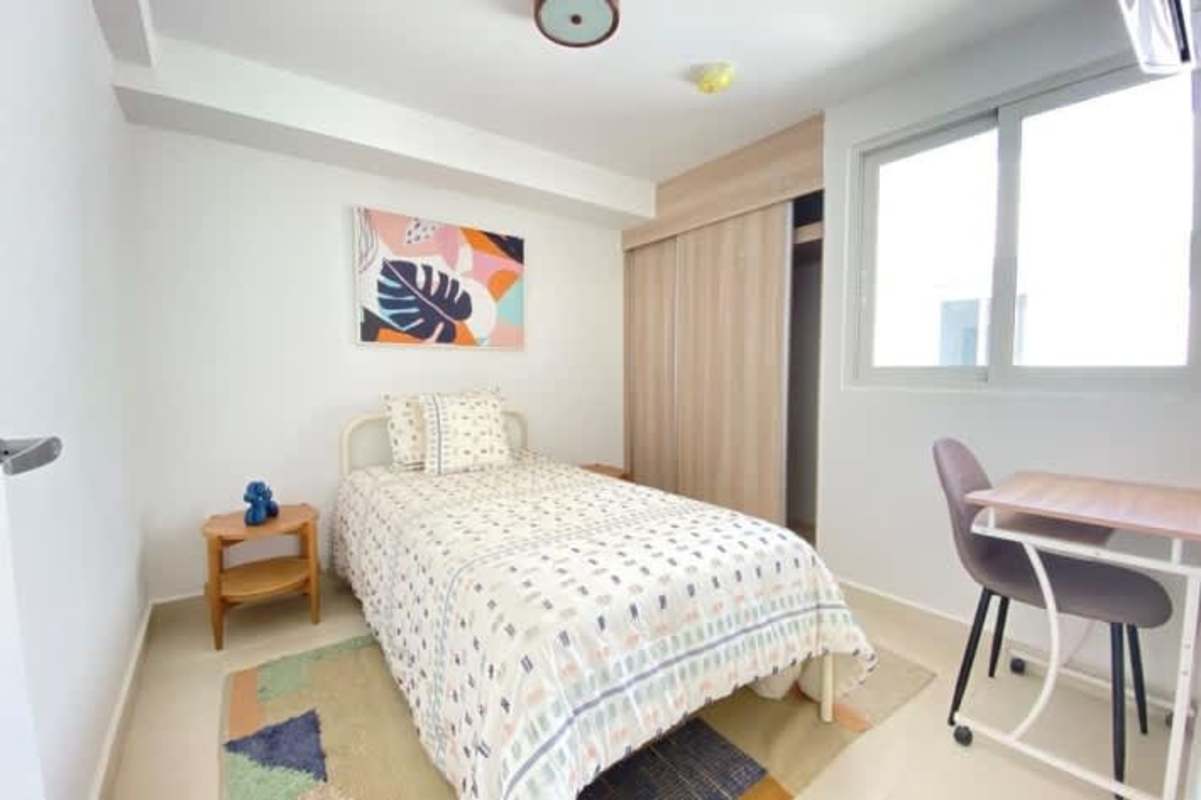 Bathroom with ceramic tiles shower and sink Panama Viejo Residences Panama