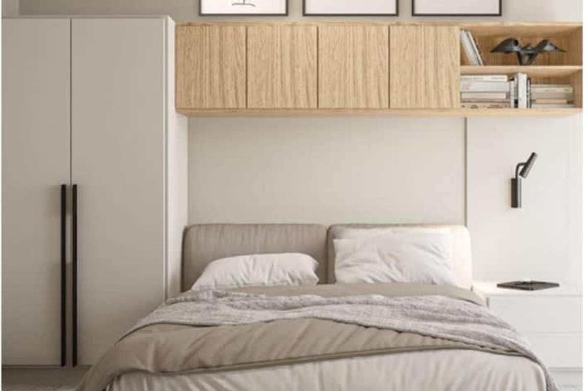 Modern bedroom with built-in cabinets and soft tones at PH Marbella Smart Residences Panama City