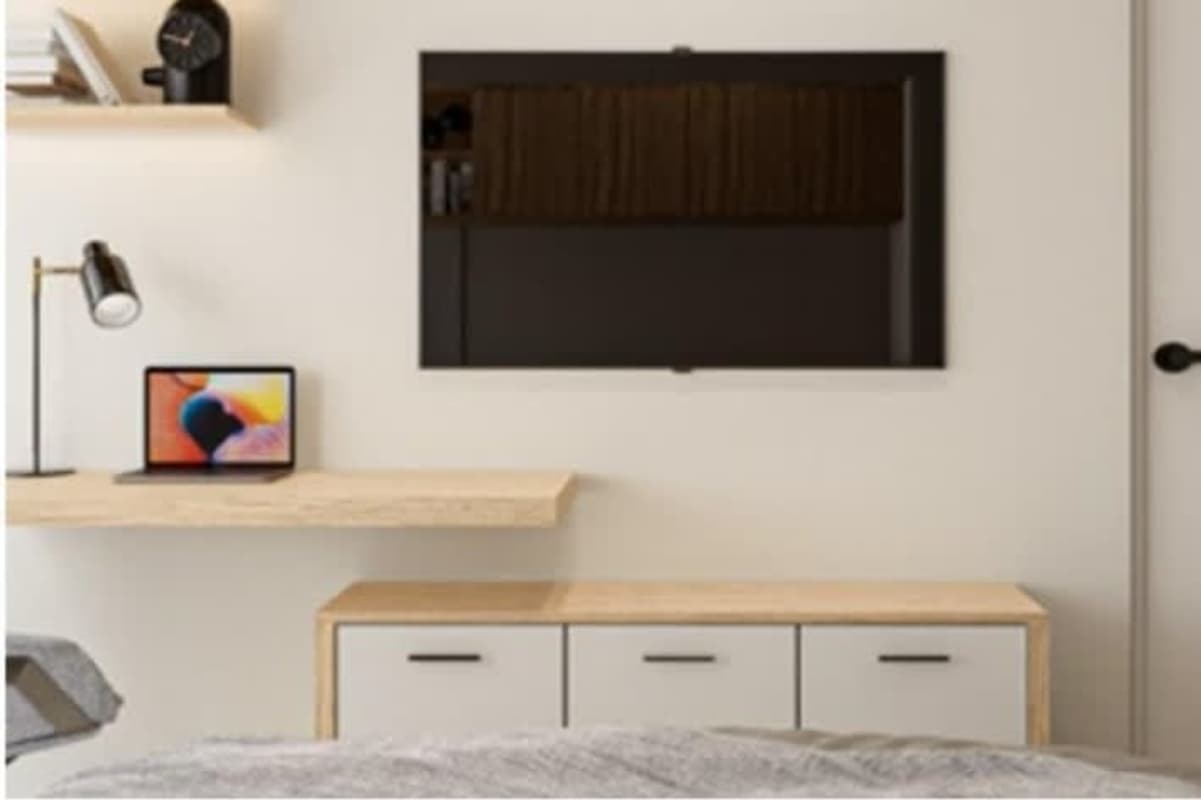 Minimalist social lounge and coworking area with modern decor at PH Marbella Smart Residences, Panama City