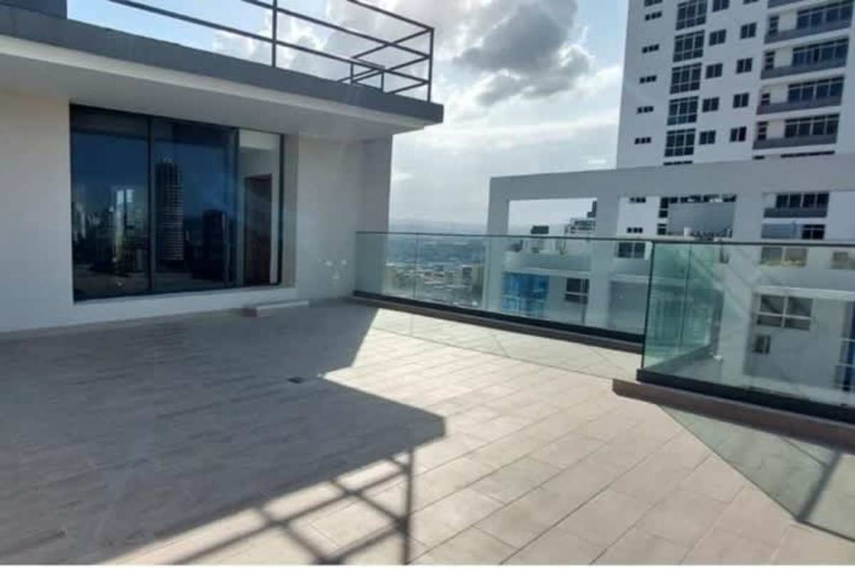 Open terrace in duplex apartment with panoramic skyline and city views Bella Vista Panama