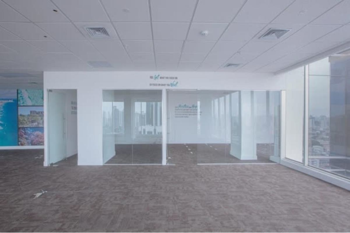 Elegant commercial lobby entrance PH BICSA tower financial district Panama