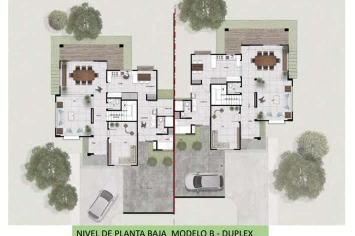 Second floor mirrored duplex floor plan showing bedrooms and bathrooms in Panama house