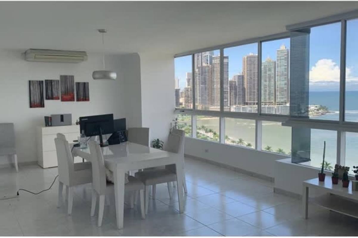 Dining area with work corner high views of ocean and city from PH BICSA Panama