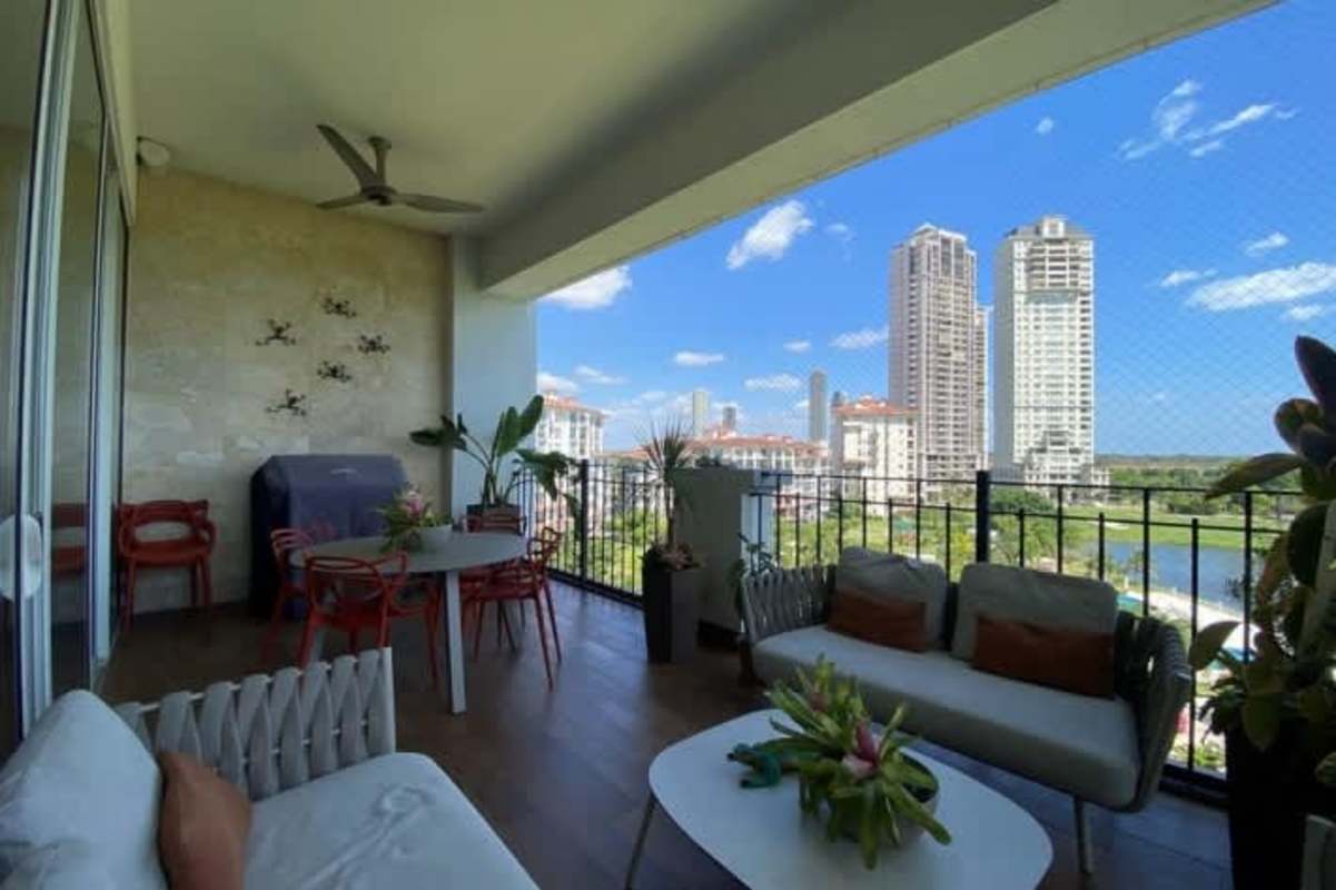 Modern luxury master bath double sinks, marble tile, jacuzzi corner tub at The Reserve Santa Maria Panama