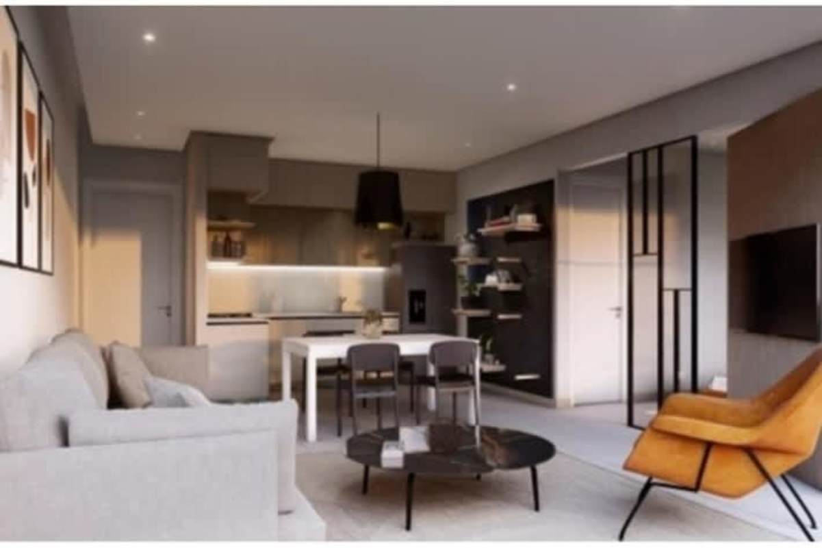 Open concept living and kitchen area in Airbnb luxury unit PH Generation Tower Costa del Este Panama