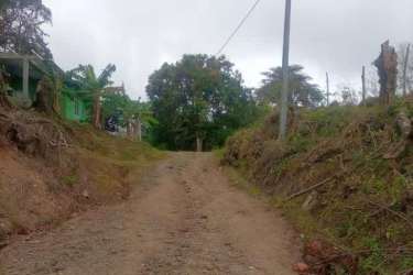 Rustic access road through natural vegetation leading to mountain view property in Capira