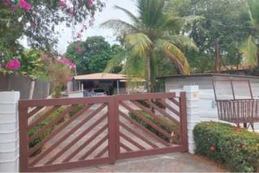 Rustic outdoor barbecue grill and patio in Coronado Panama beach house