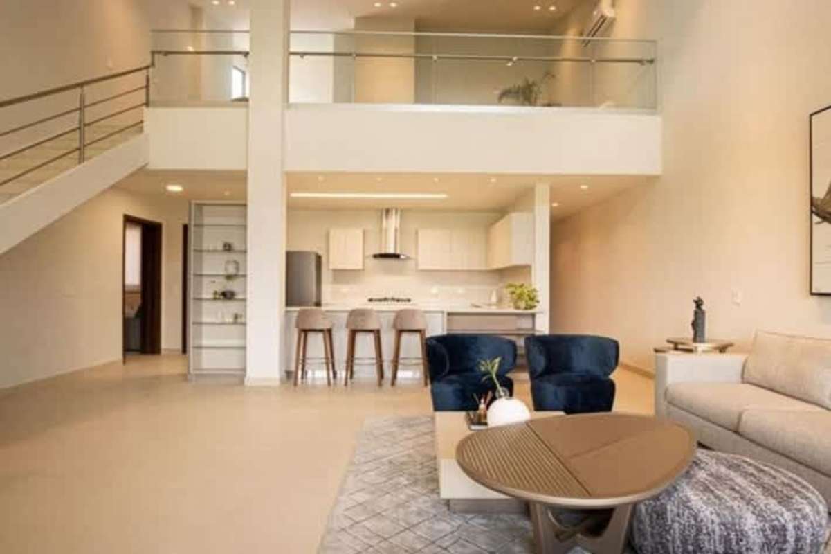 Spacious living area with loft mezzanine in Costa del Este Panama