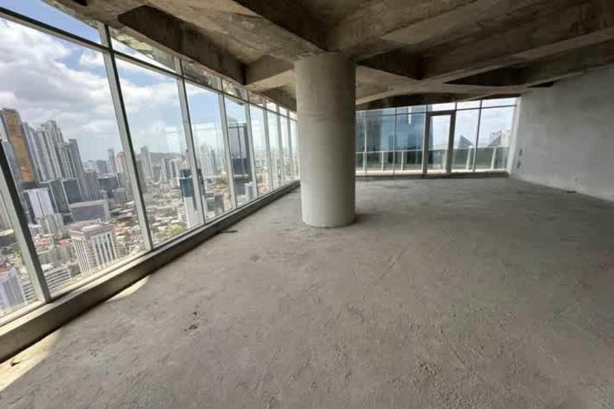 Grand corporate lobby entrance glass and marble in FF Tower Revolution Tower Panama City