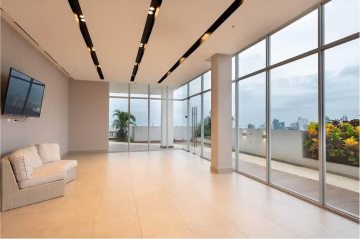 Contemporary kitchen with imported quartz counters and modern cabinets in Vivendi Green Edison Park Panama
