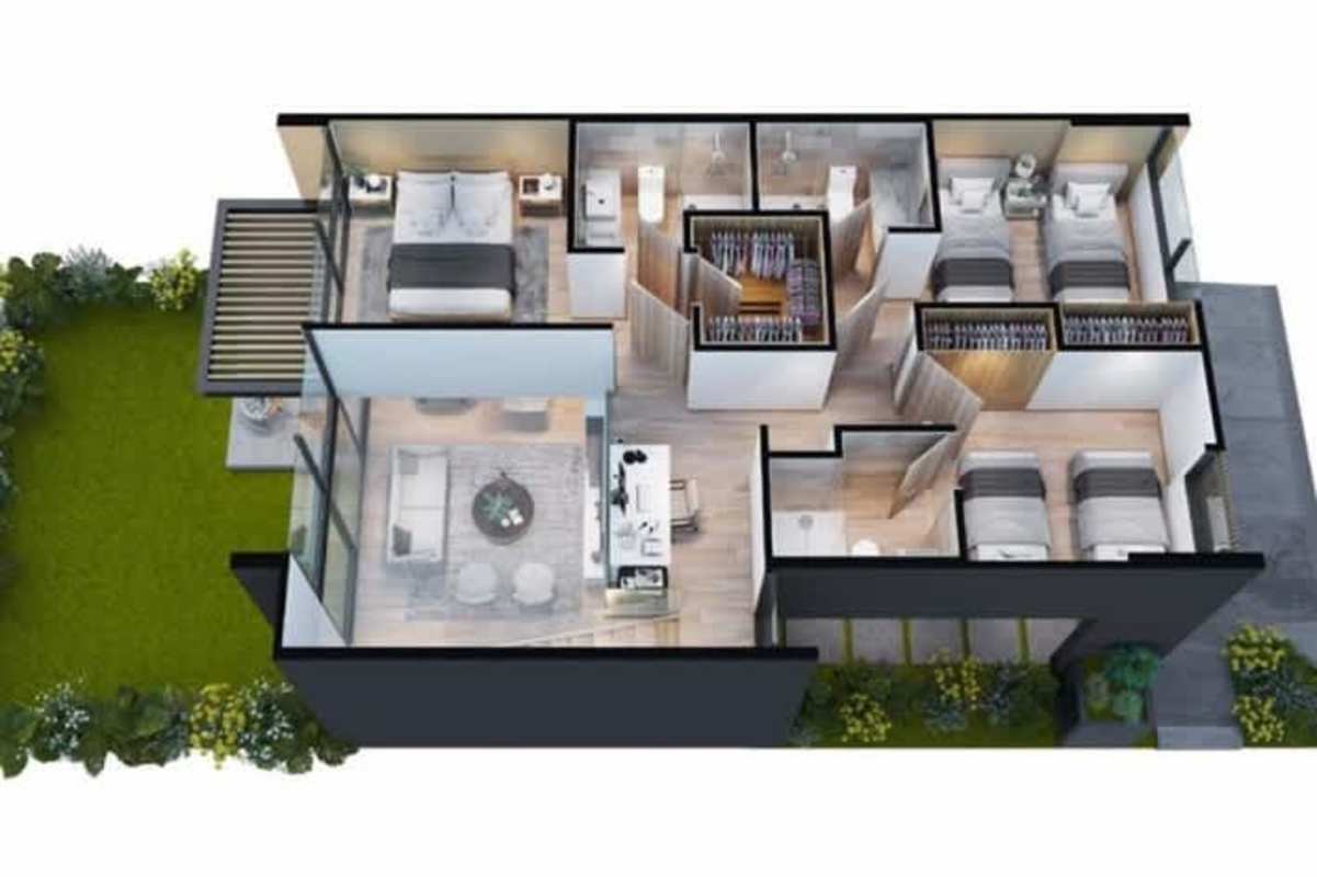 Spacious living dining area with mezzanine open kitchen in Green City villa Panama