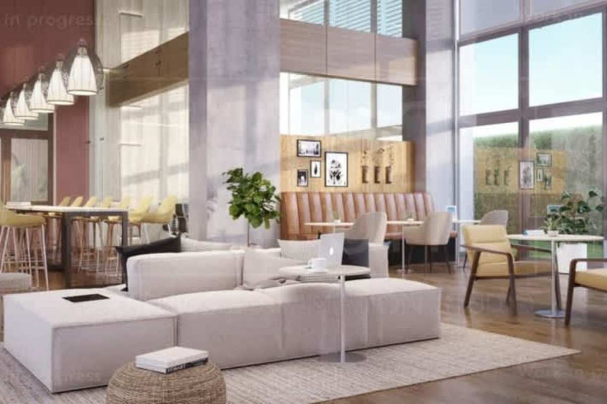 Spacious lounge with dining furniture, large windows and contemporary design at Oceana Santa Maria Panama