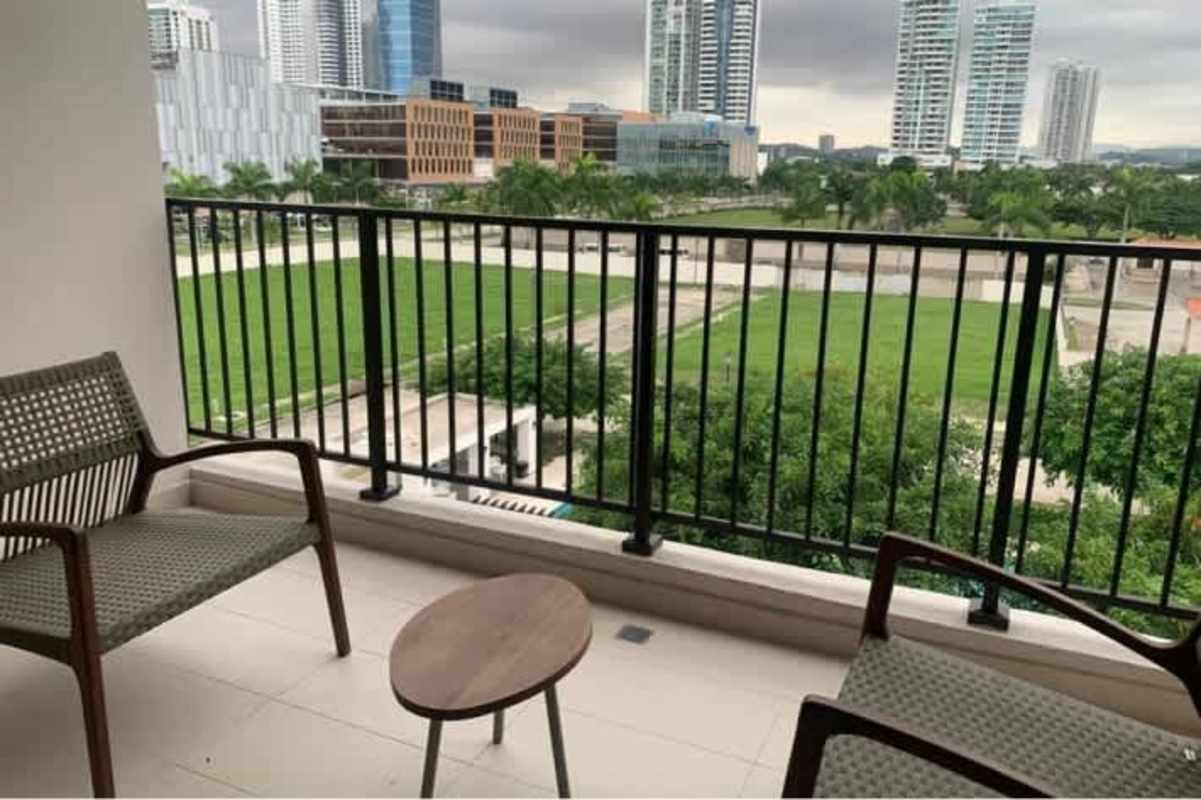 Spacious kitchen with granite countertops, high-end appliances in Costa del Este apartment