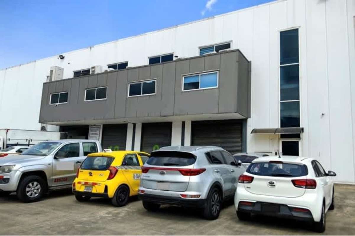 Interior warehouse ground floor with shelving and rolling doors for trucks in Mañanitas Panama