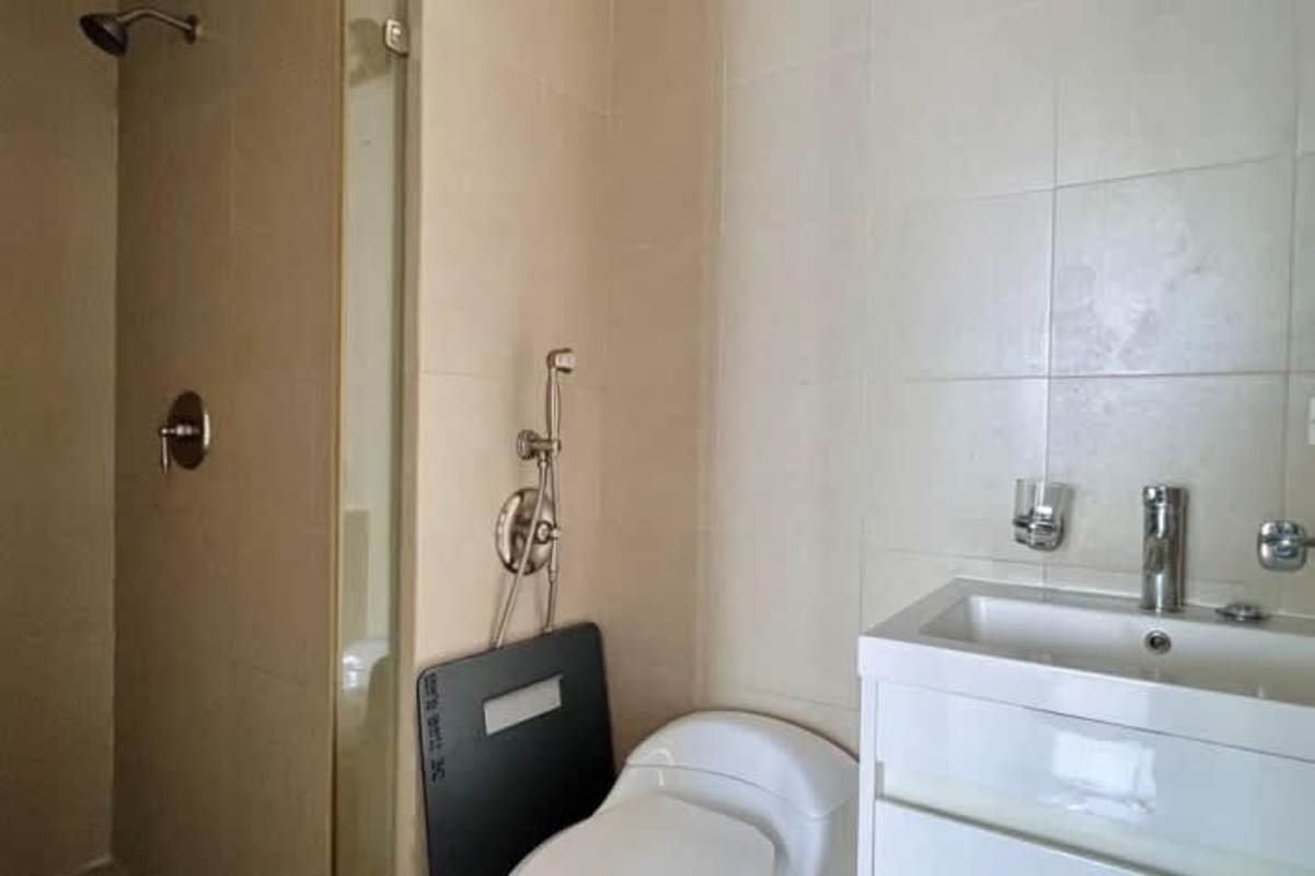 Drone aerial panoramic of Costa del Este skyline, ocean and business parks Panama City Panama