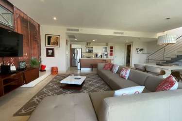 Private rooftop infinity pool with view of Pacific Ocean in luxury penthouse Puntarena Ocean Village Buenaventura Panama