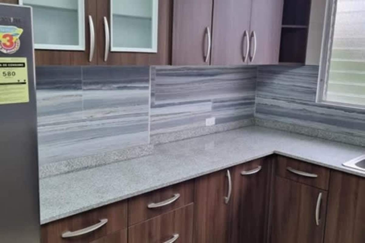 Remodeled bathroom with walk-in glass shower and modern sink PH Le Parc El Cangrejo Panama for sale