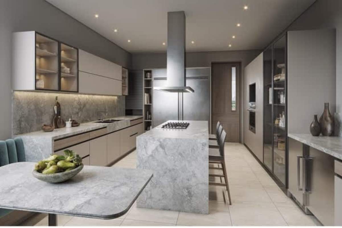 Expansive terrace overlooking Nicklaus golf course at PH Guayacán luxury apartment Panama City