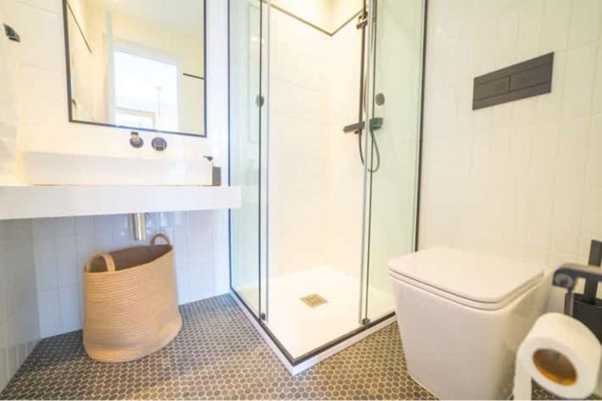 Modern fitness center with outdoor lounge deck city skyline view Bella Vista Panama