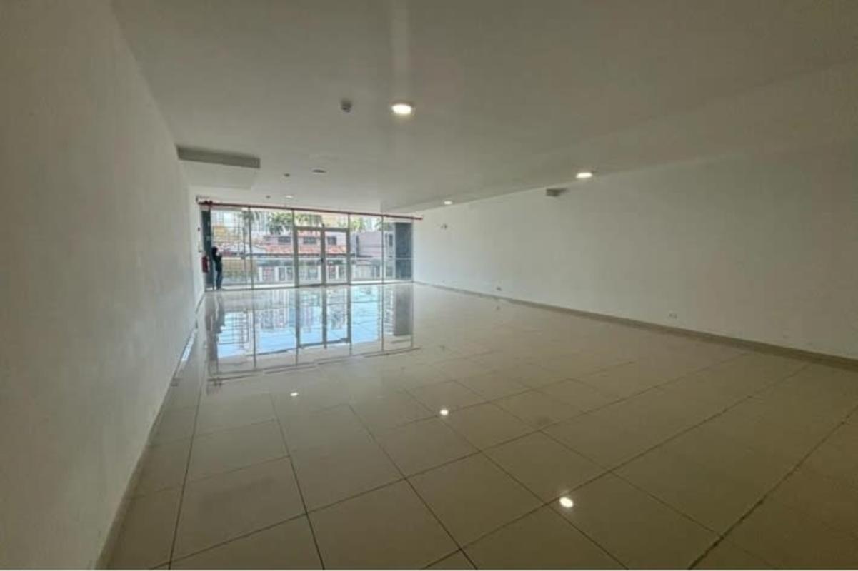 Open commercial interior with large front glass wall at Signature Point Bella Vista Panama