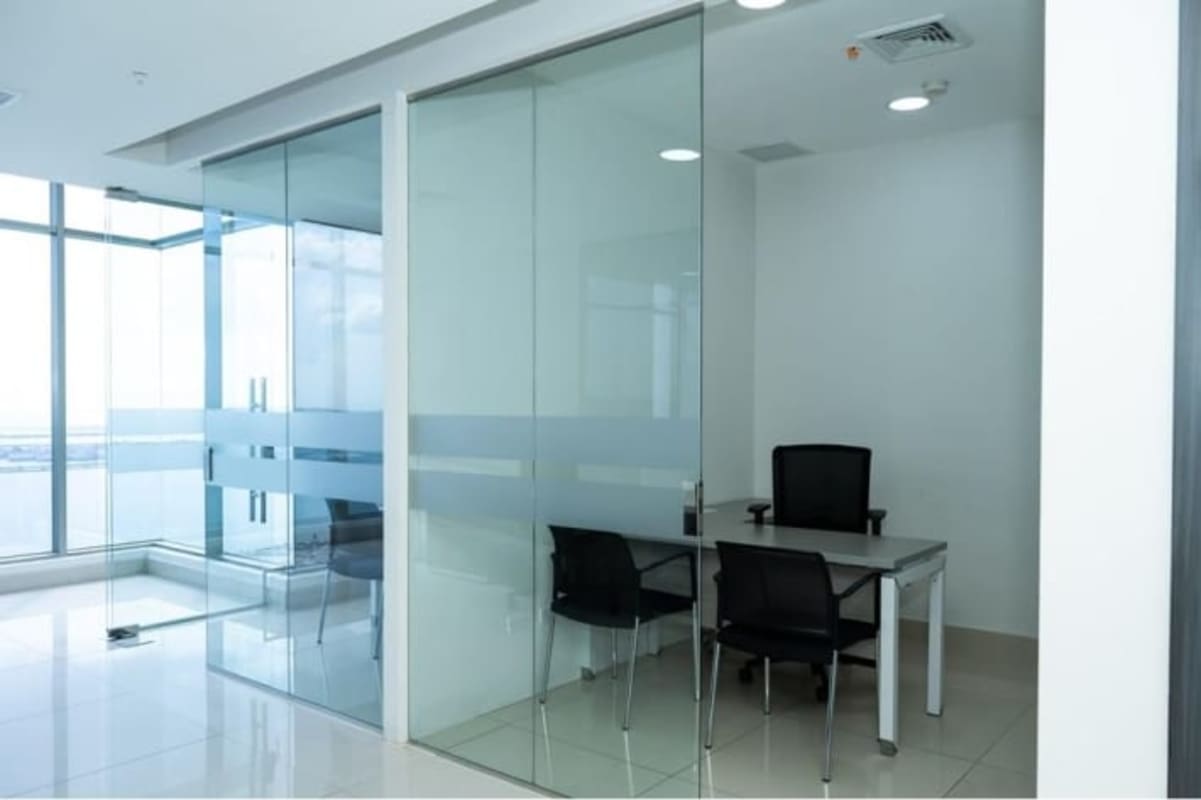 Modern kitchenette with granite countertop appliances outlets at PH BICSA Tower Panama