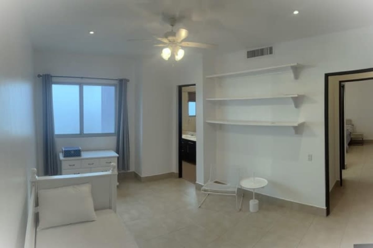 Open-plan living and dining with large windows ocean view PH Costa del Este Panama City