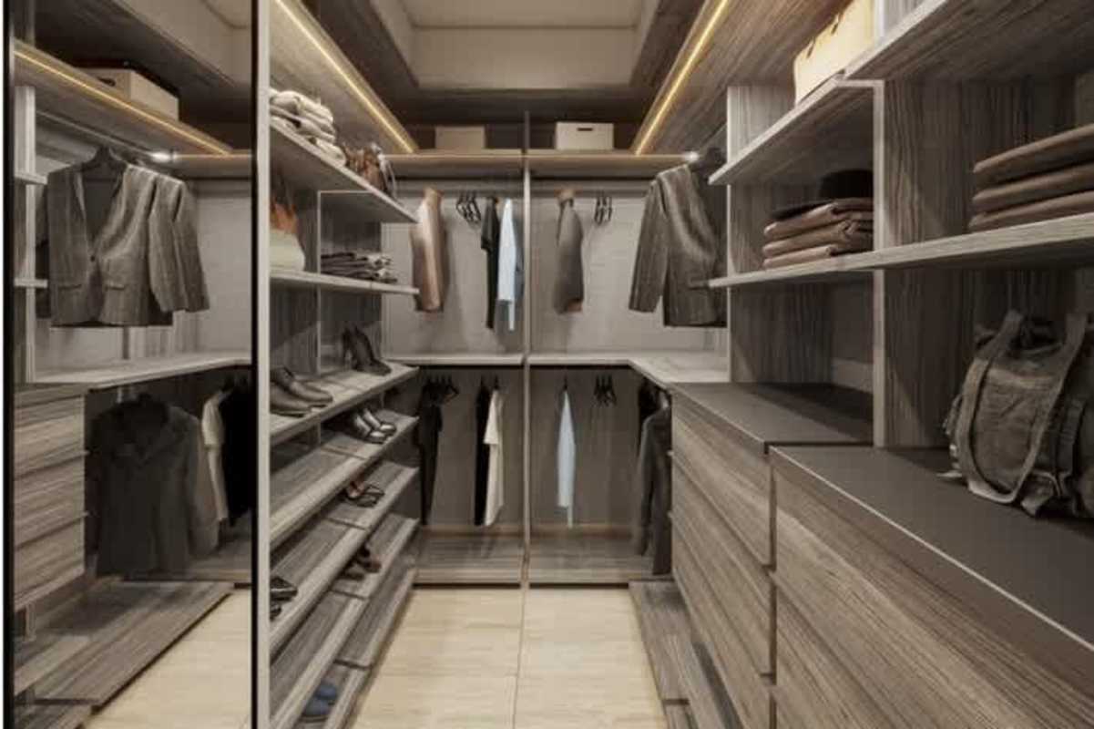 Open concept modern kitchen with wood cabinets Santa María luxury home Panama