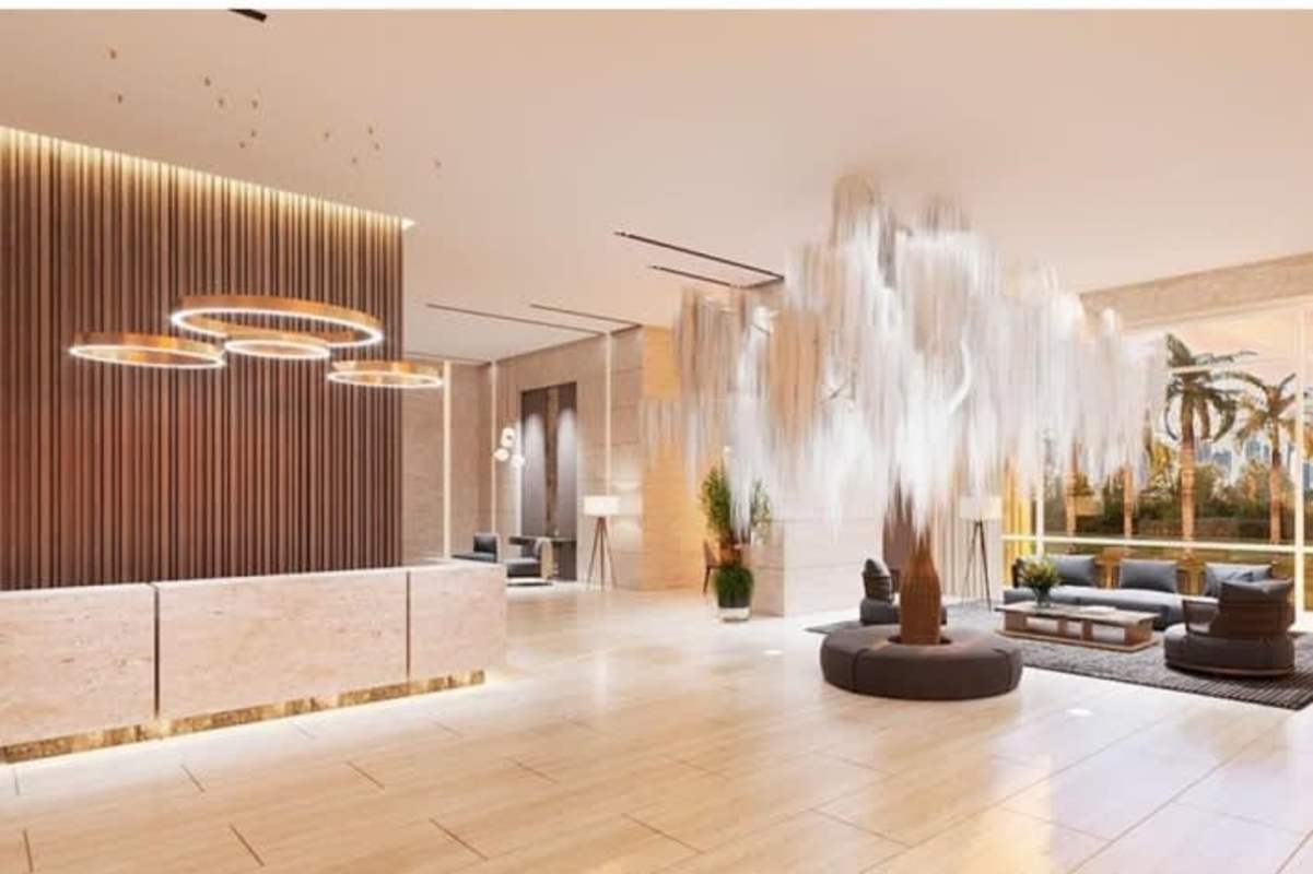 Luxury double height lobby with contemporary design at PH Santa Maria Panama