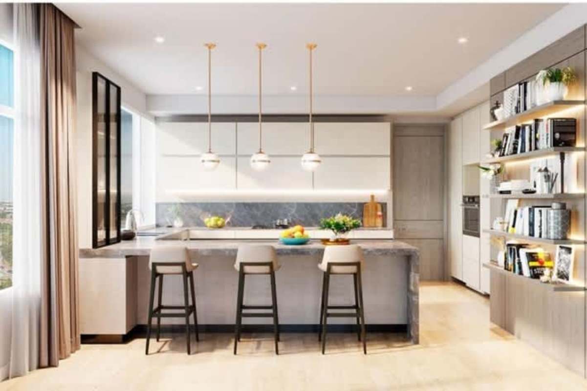 Bright open-plan dining living room with golf view and luxury finishes in Santa María Panama