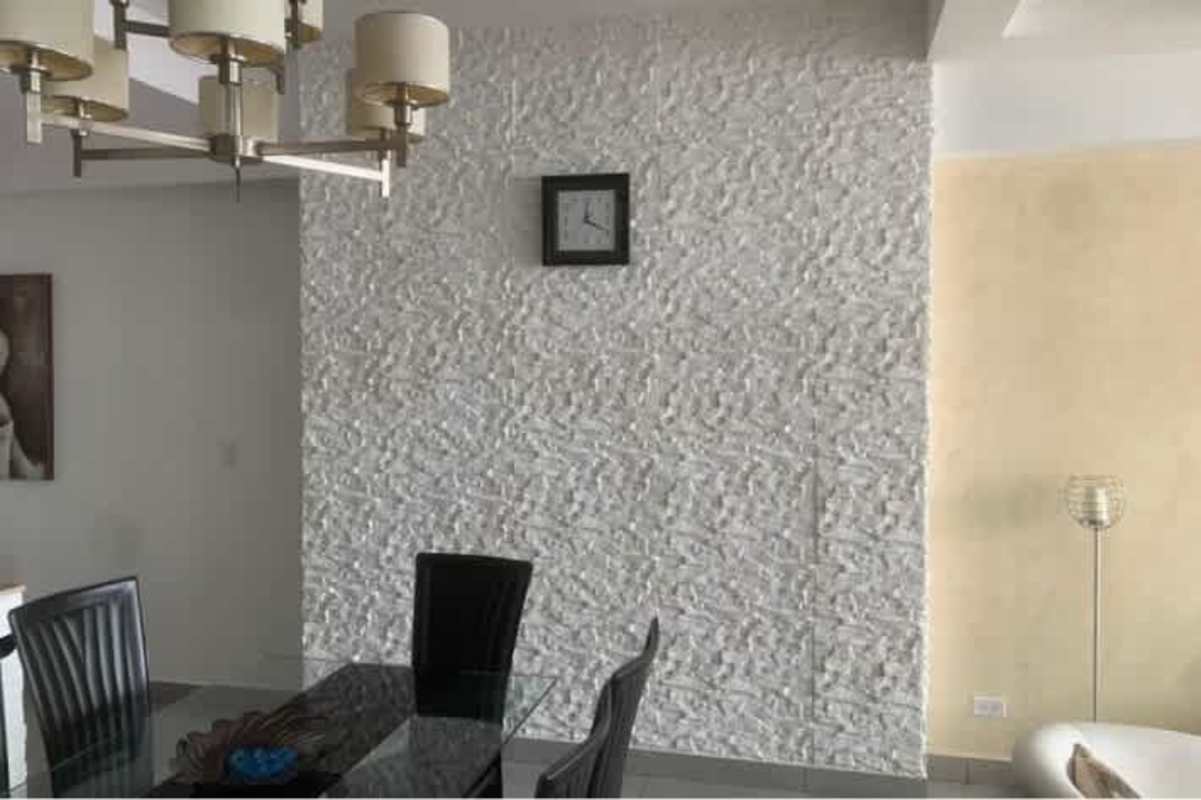 Modern sauna with wooden paneling in PH Element Tower Panama