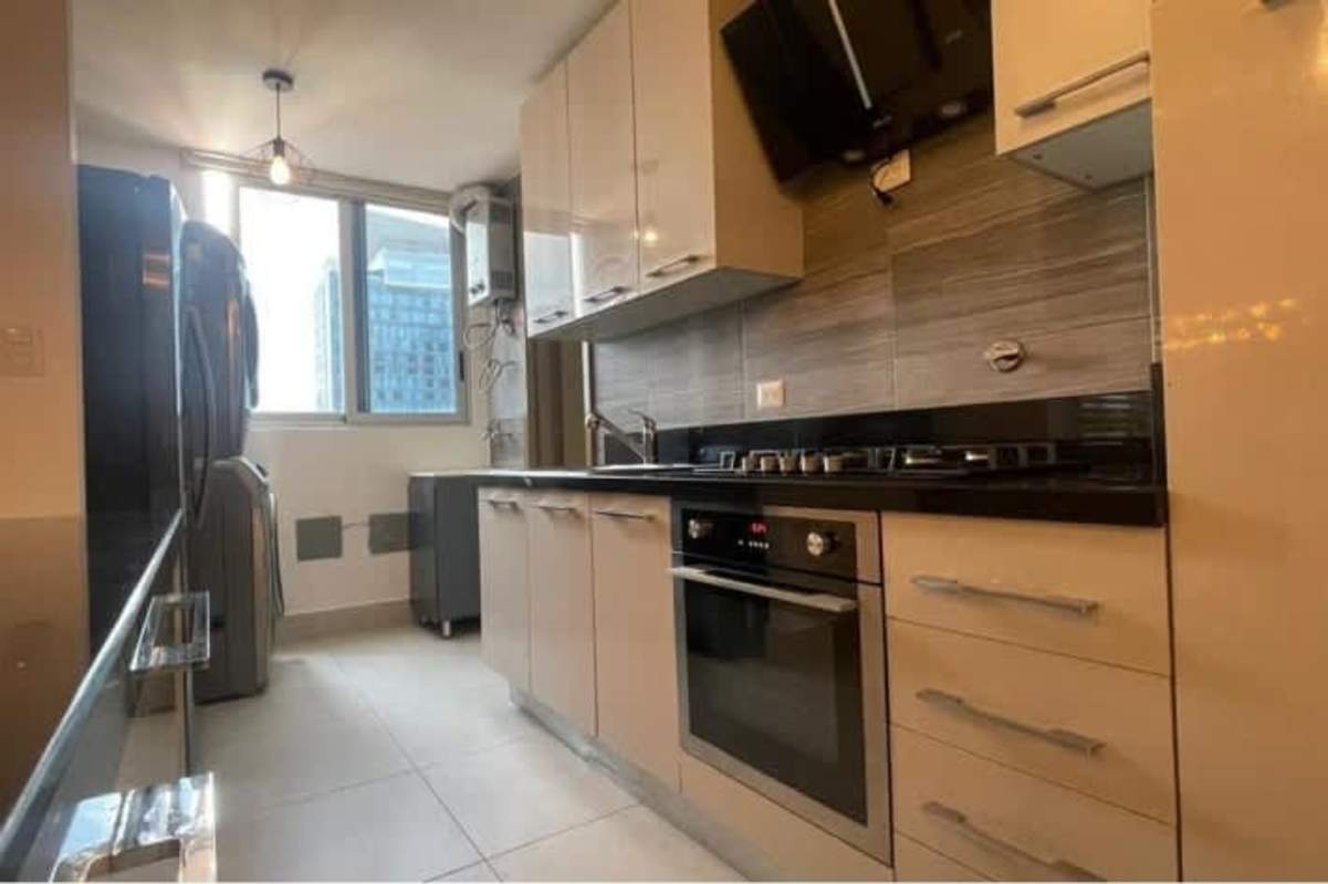 Bright living space with panoramic windows, furnished at PH Obarrio Tower Panama City