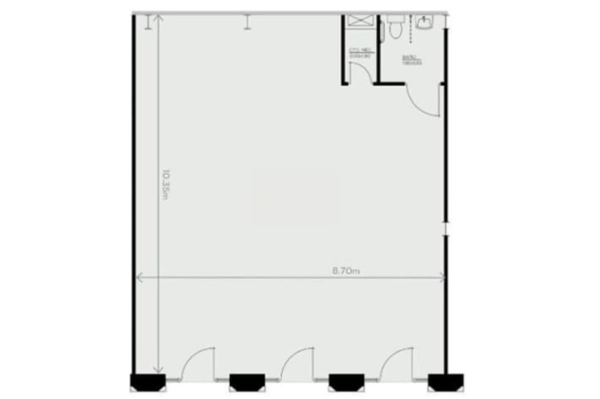 Detailed floor plan of commercial unit with restroom Casco Viejo Panama City