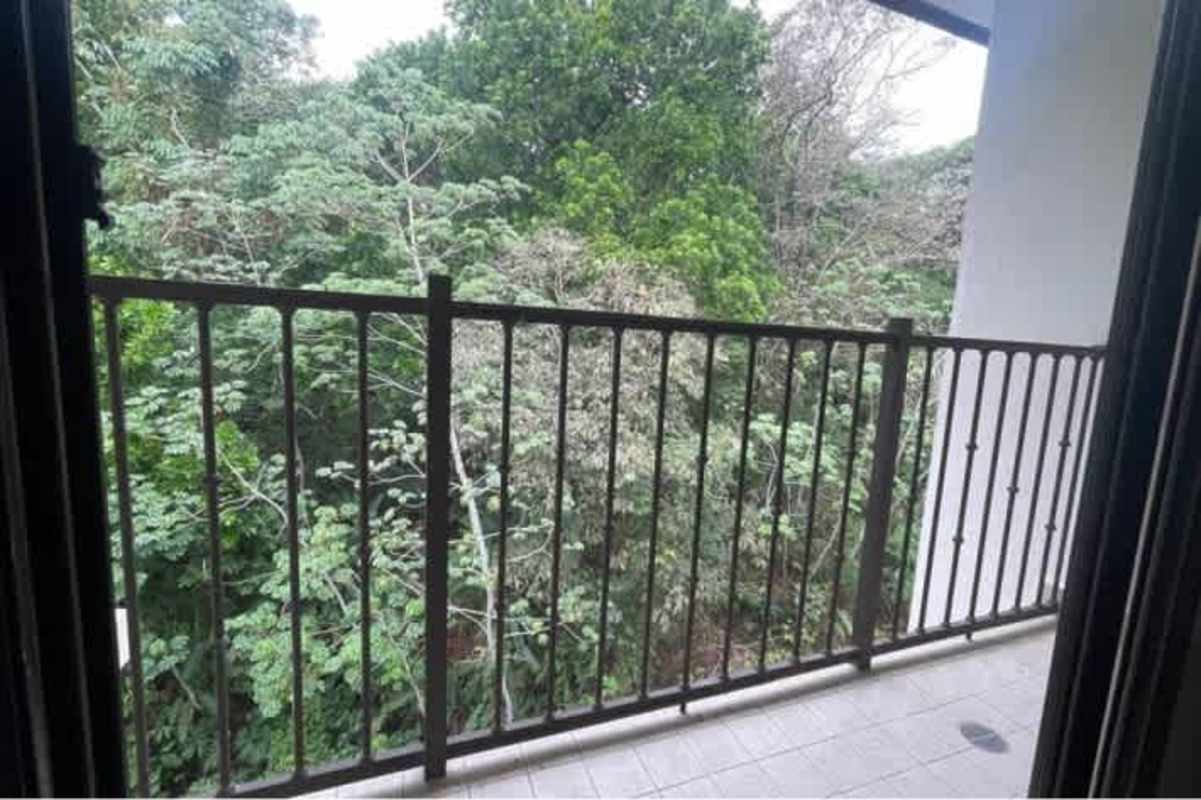 Balcony with metal railing surrounded by forest greenery in PH Albrook Gardens Panama City