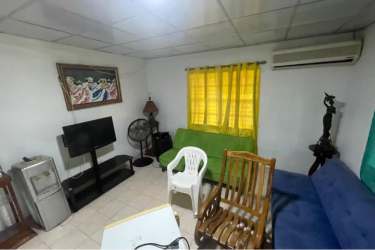 Living room eclectic furnishings AC curtain window tile flooring house sale Gorgona Panama