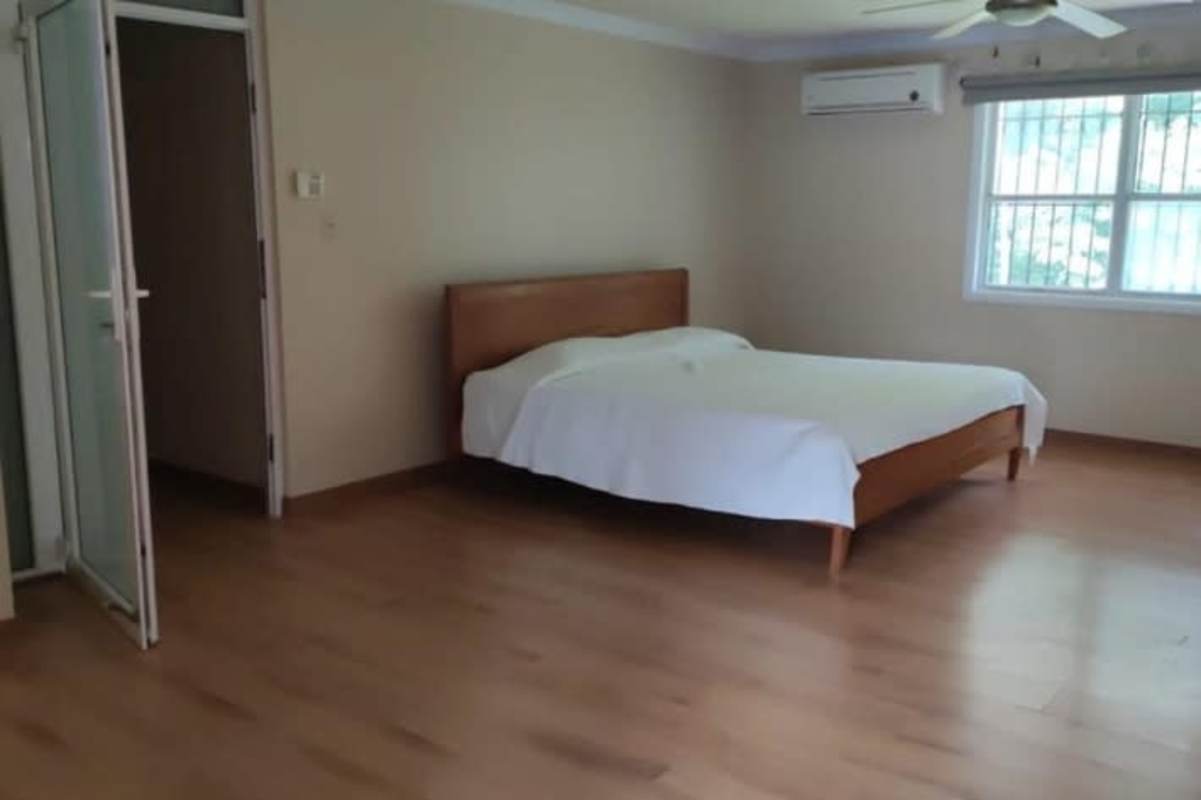 Minimalist bathroom with pedestal sink, toilet, wood-accent wall tiles in Clayton house