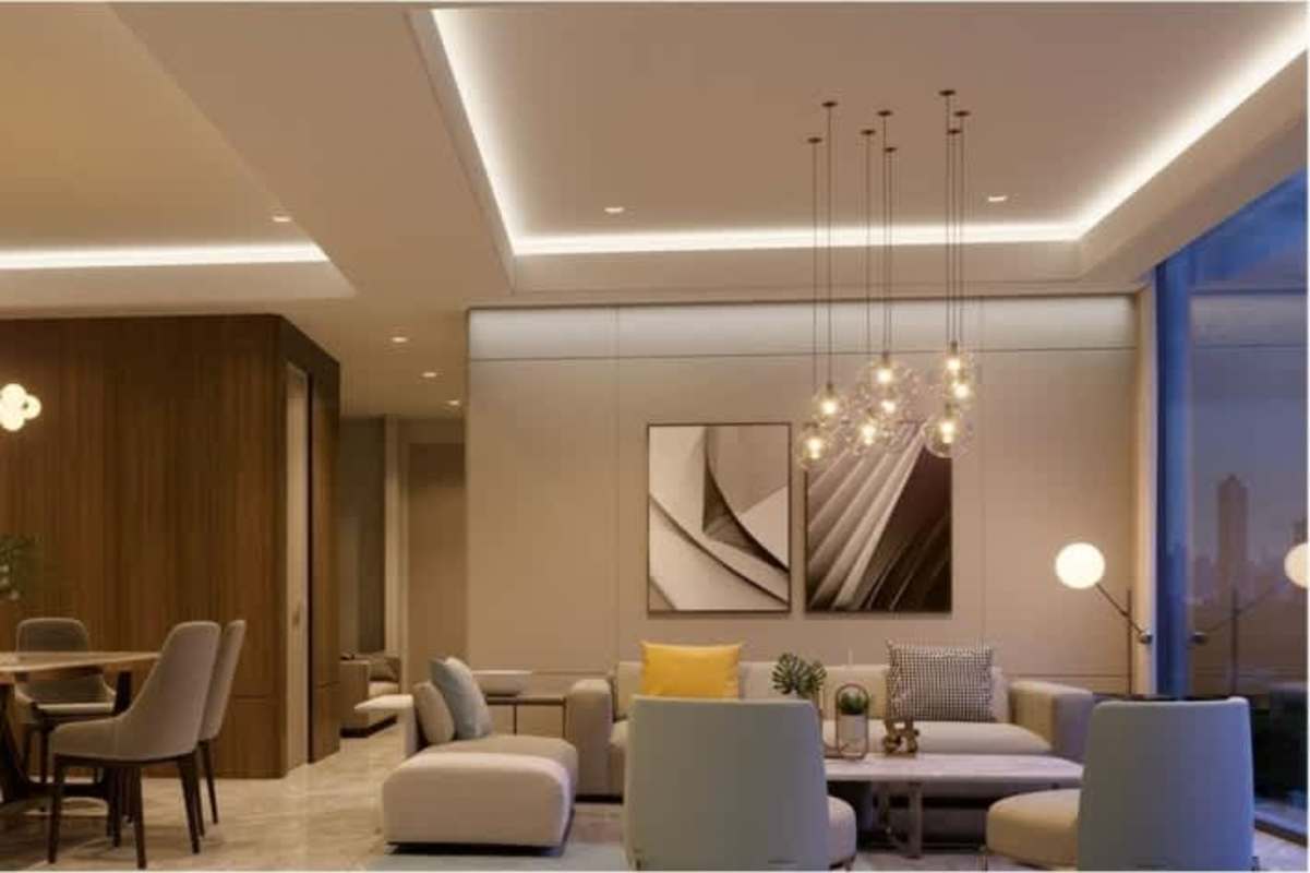 Modern kitchen with island dining quartz counters luxury condo Santa María