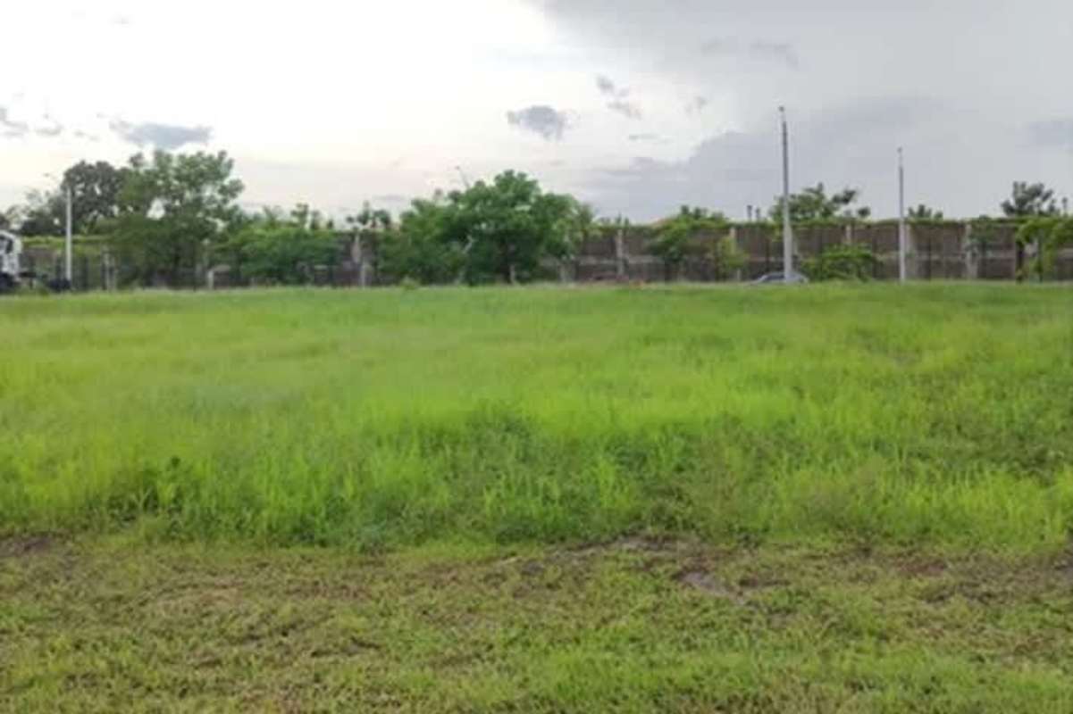 Commercial land parcel with open area and boundary walls in Panama City’s Santa María Business District