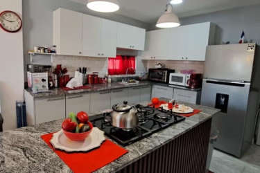 Bedroom with tile floors and large windows countryside house Nueva Gorgona Panama