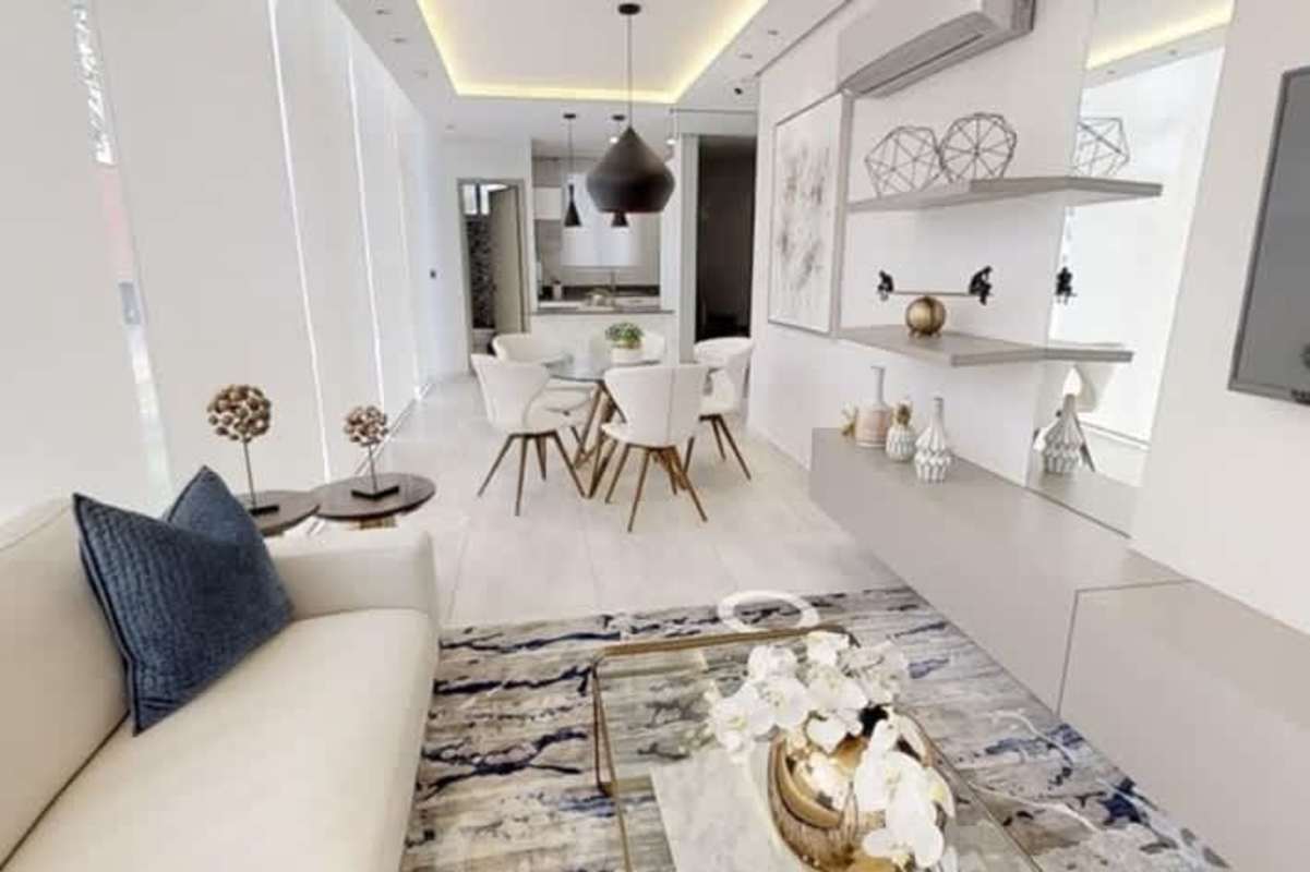 New apartment modern kitchen granite island pendant lighting PH Altavista Panama City