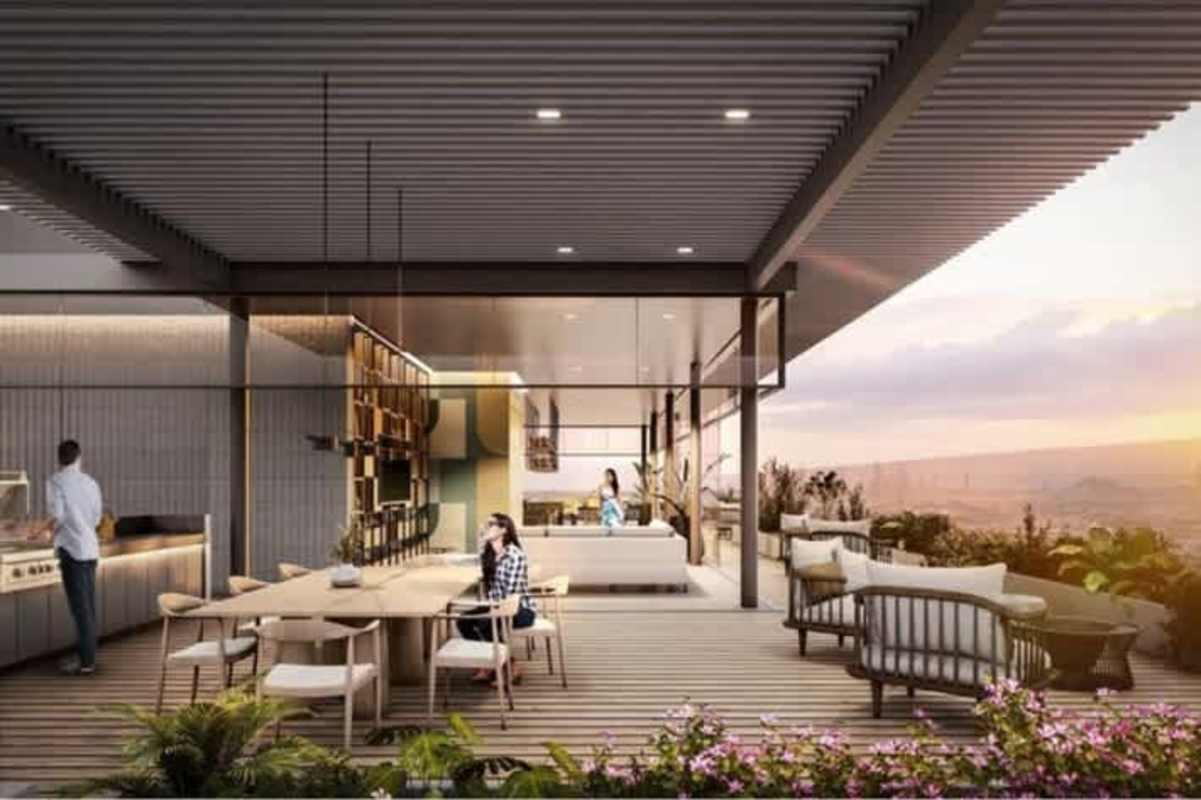 Open concept living dining area balcony and skyline views PH Vista del Sol Betania Panama