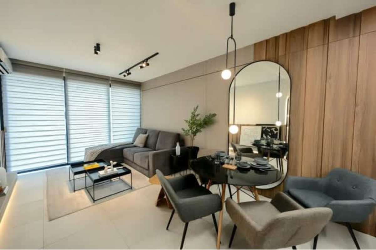 Modern building exterior with wood panel facade Coco del Mar Panama new apartments